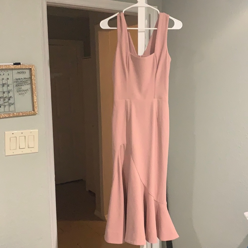 Dress the people pink formal prom square ruffle